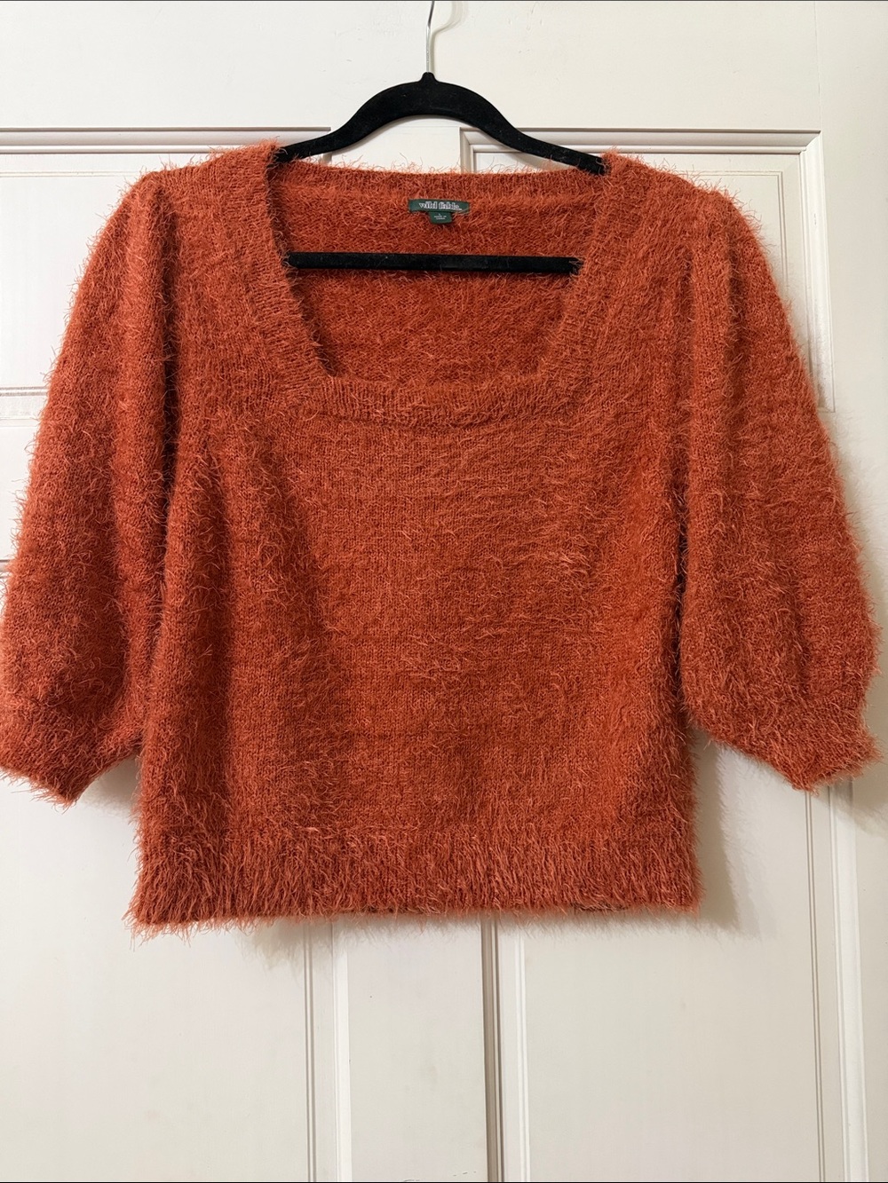 wild fable Rust Orange Fluffy Square-Neck Sweater - Picture 1 of 3